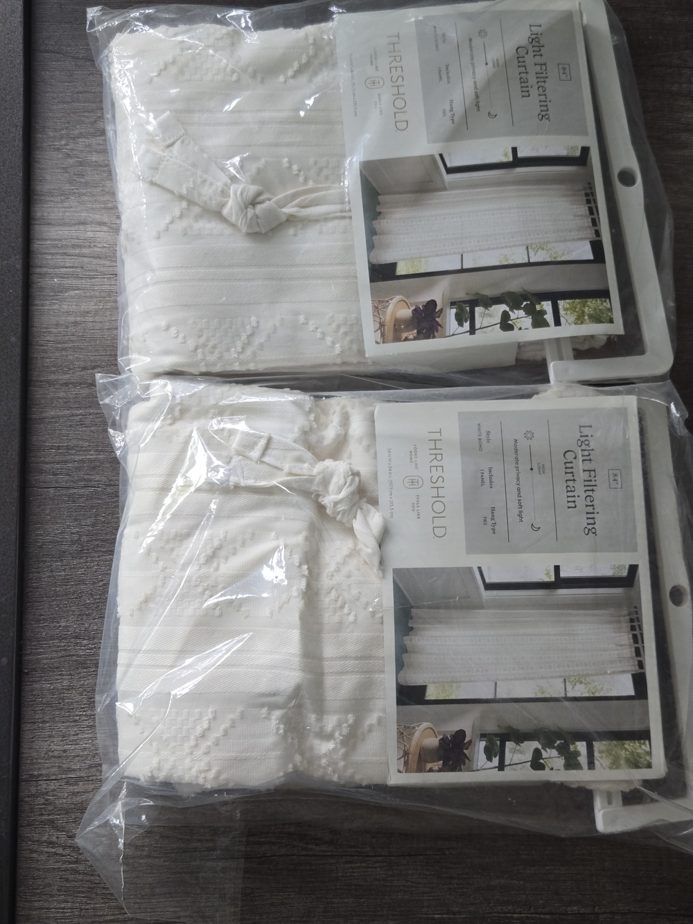 Threshold Light Filtering Curtain Panels in the "Farrah" style (size 54" W x 84"